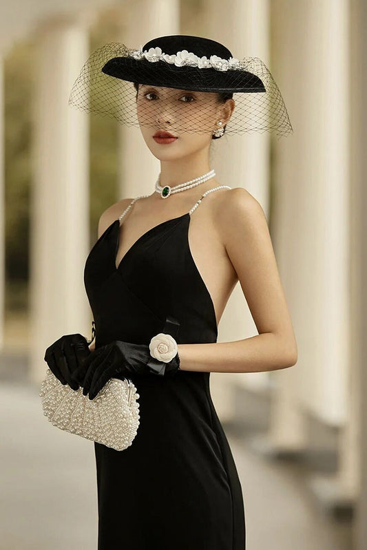 Women's Retro Black Evening Dress Gloves