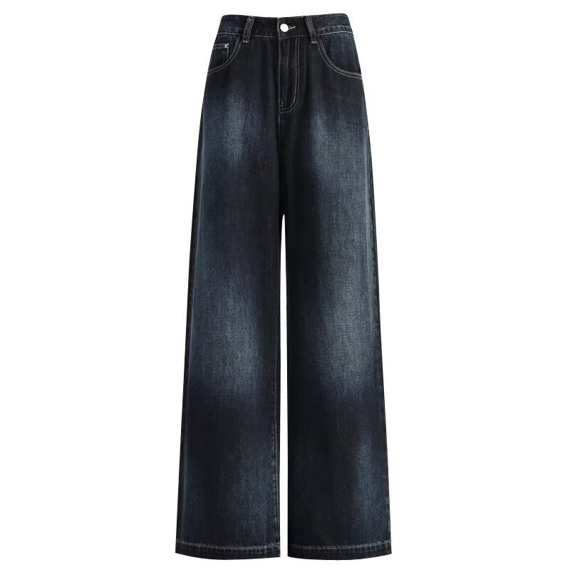 Retro High-end Wide-leg Denim Jeans For Women