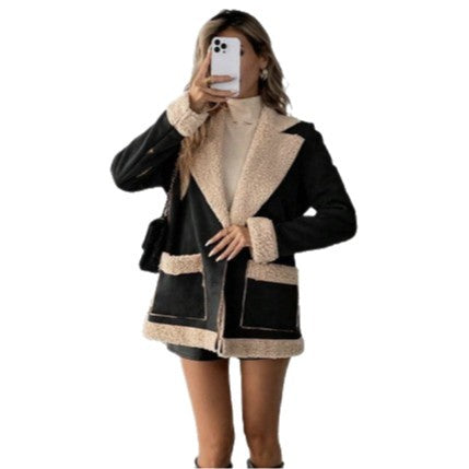 Suede-and-corduroy-blend Lambswool Coat For Women