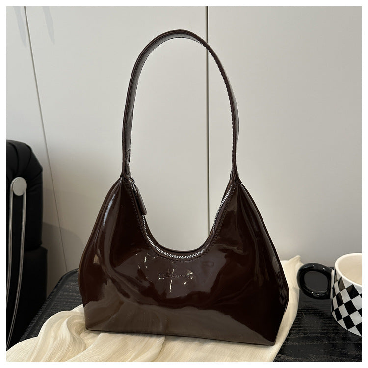Patent-leather Fashionable Lightweight Single-shoulder Tote Underarm Bag For Women