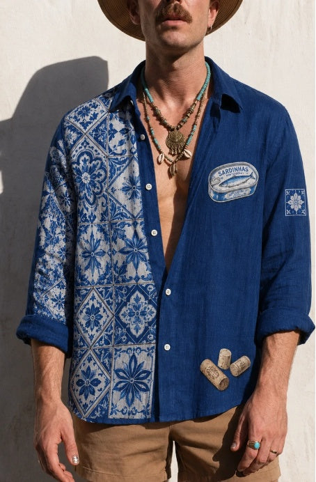 Portuguese Tile Print Oversized Shirt
