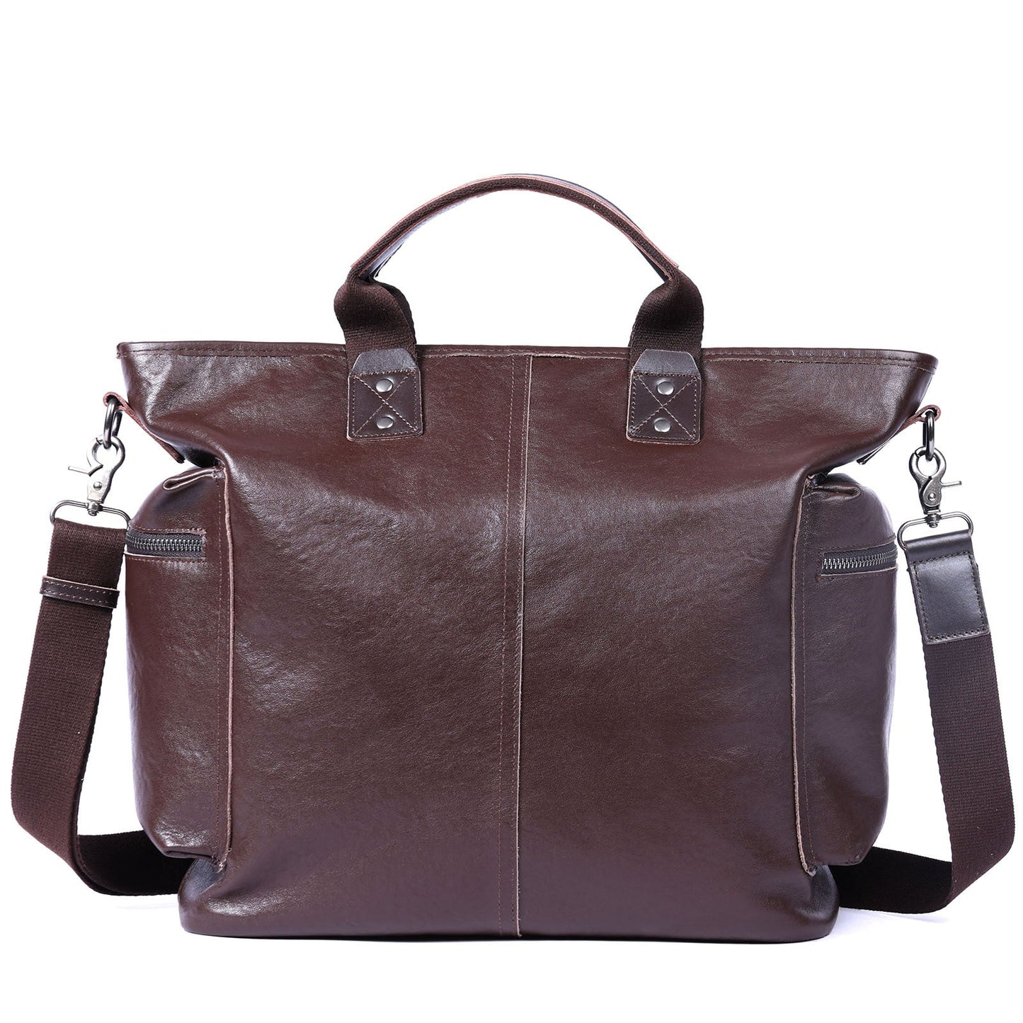 Mens Large-Capacity Shoulder And Crossbody Bag Made From Full-Grain Leather