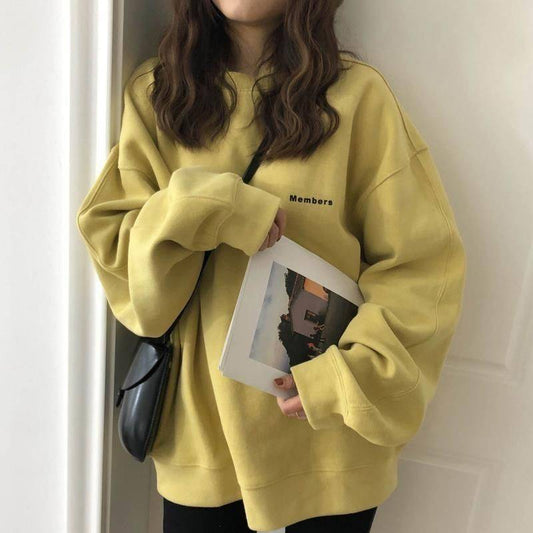 Spring and Autumn Loose Crew Neck Long-Sleeve Coat Top