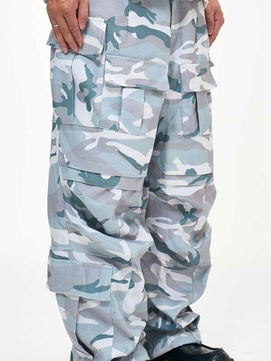 Camouflage Loose Wide Leg Paratrooper Pants Men
