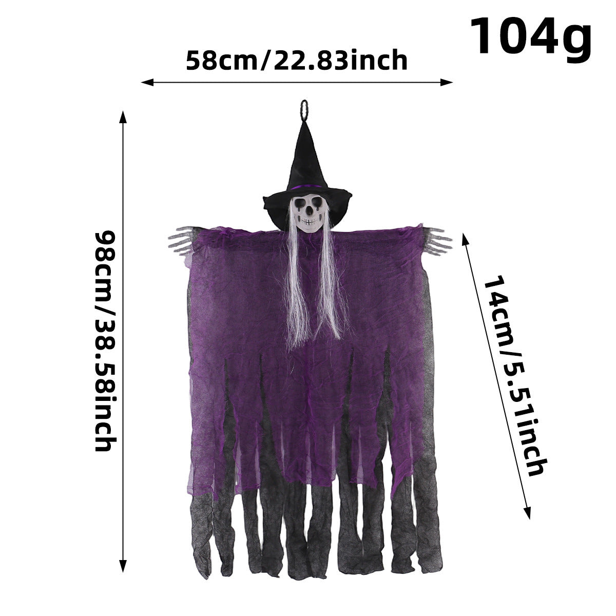 Halloween Skull Witch Hanging Ornament - Scary Holiday Party Home Decor Pendant