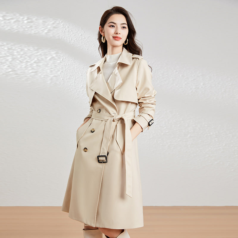 Simple Versatile Double-breasted Womens Coat