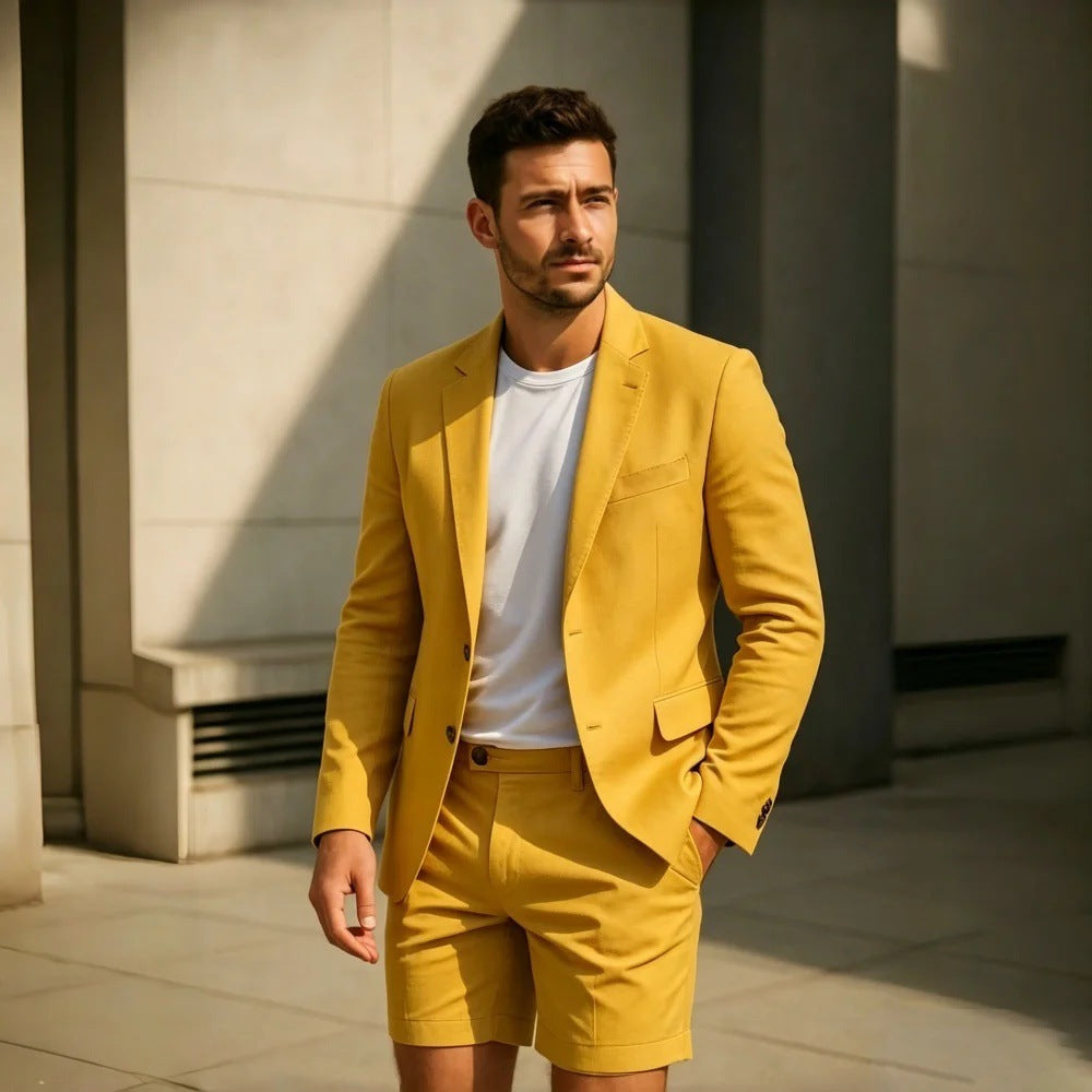 Elegant, Minimalist Short-style Mens Suit Set