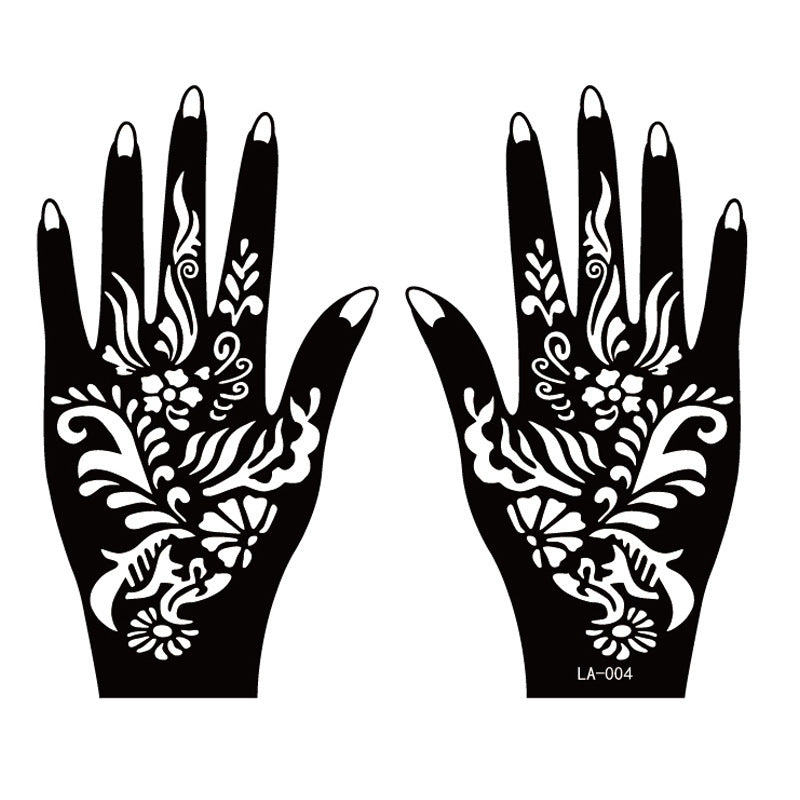 2 Sheets Temporary Hand Tattoo Decal Henna Stencil