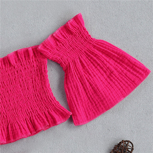 Girls Summer 3-Piece Outfit Set – Off-Shoulder Top, Shorts & Headband