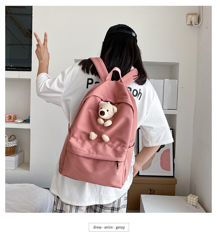 Japanese Students Cartoon Bear Schoolbag In Harajuku