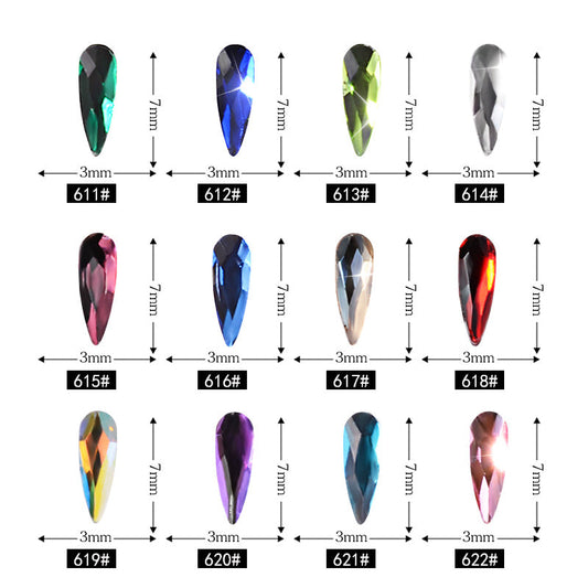 10Pcs Long Water Drop Rhinestone Nail Decor