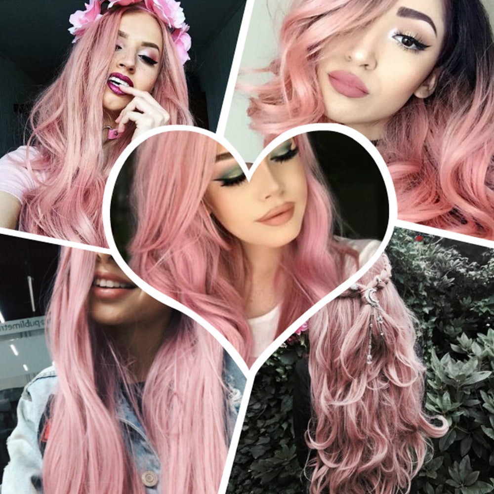 Blonde Ombre Long Curly Wig Black Root