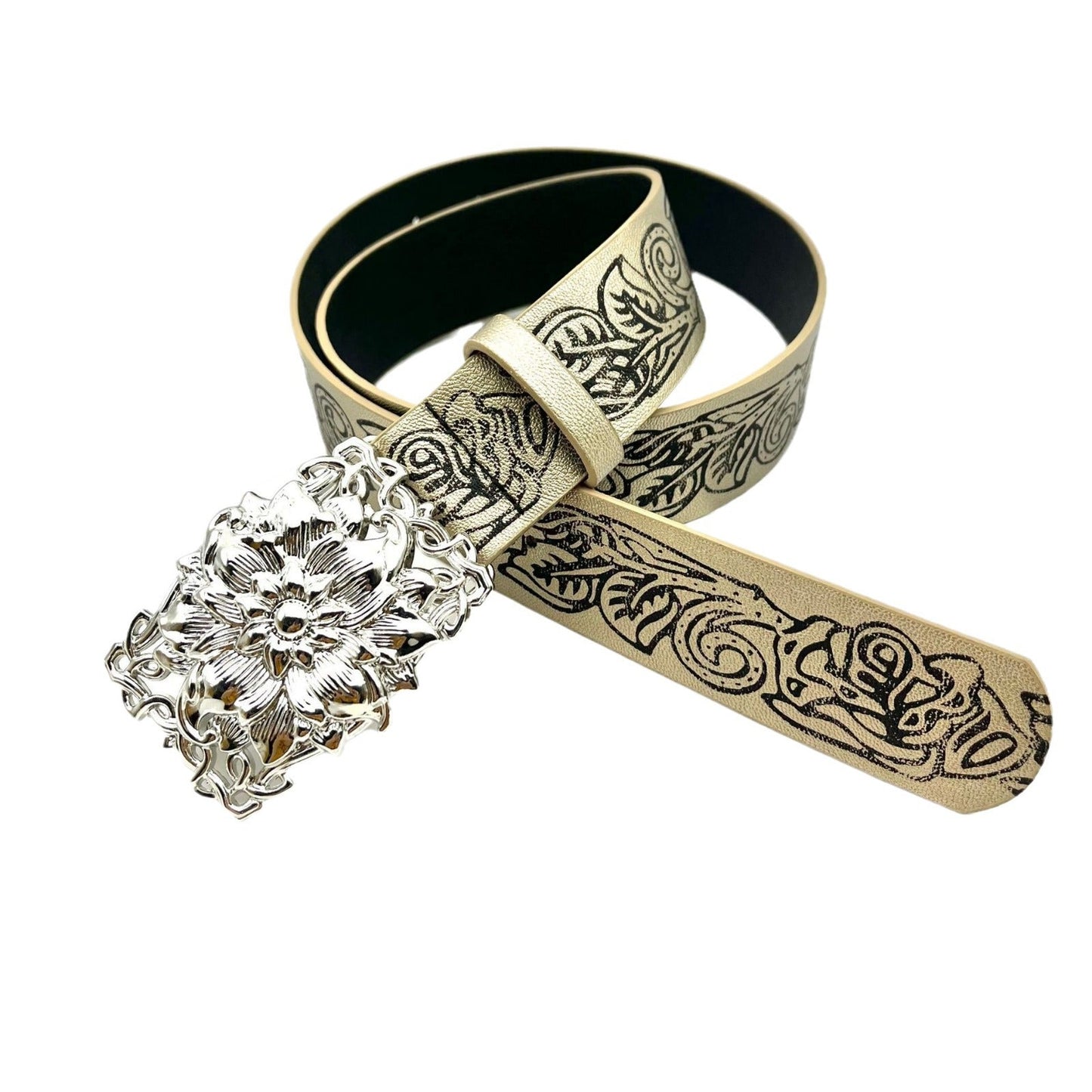 Punk-style Personalized Vintage Embossed Hollow-out Womens Belt