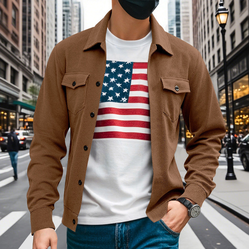All-match Multi-pocket Stand-up Collar Long-sleeved Jacket For Men