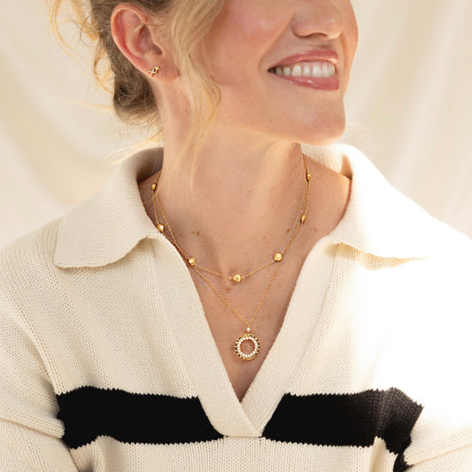 Pearl Halo Mini Gold Pendant