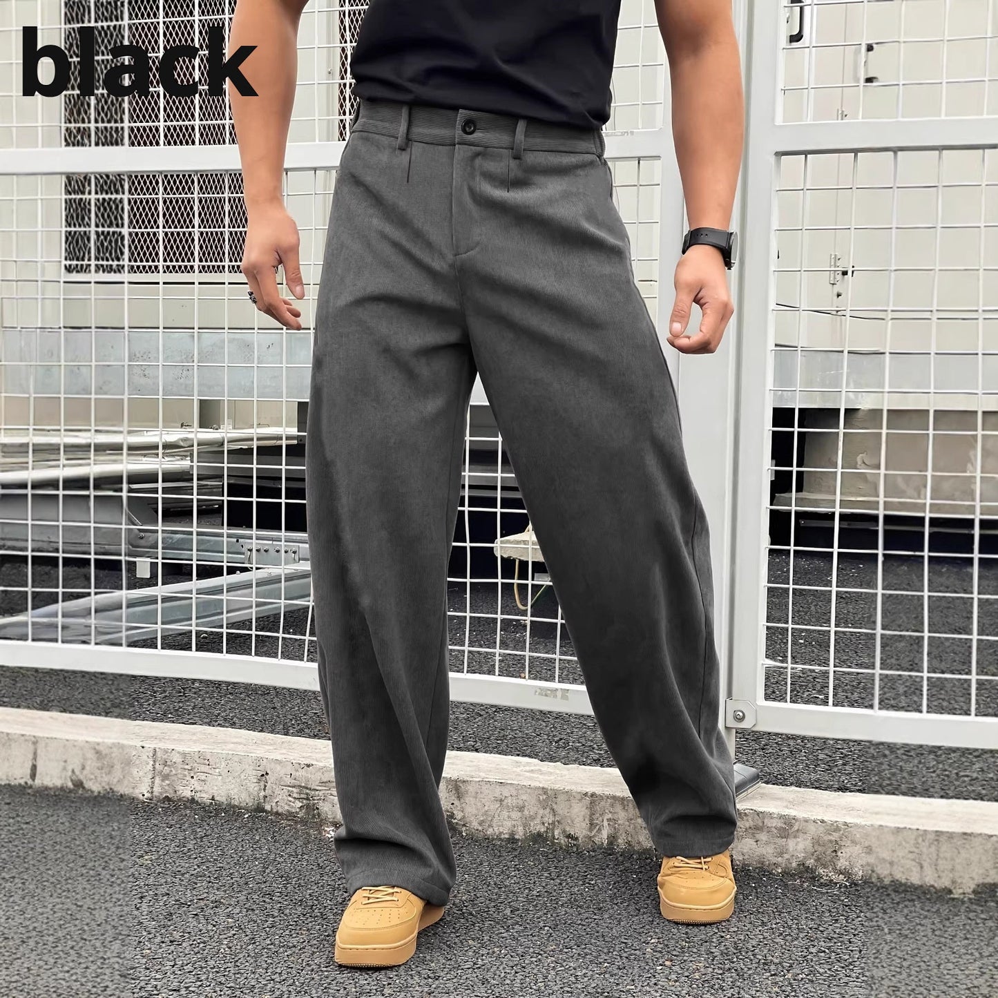 Mens Plus-Size Casual Corduroy Trousers