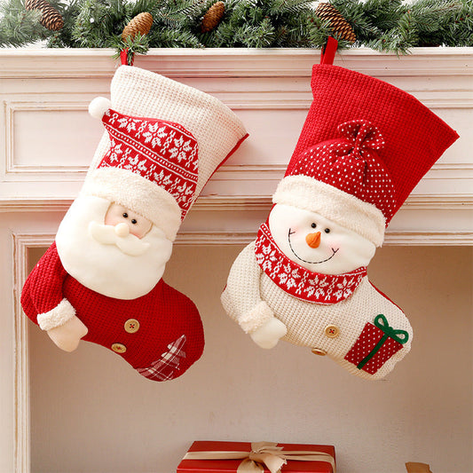 Knitted Christmas Stocking Santa Decor