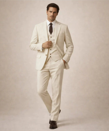 Suit For Men Three-piece Set Peak Lapel Grooms Wedding Suit