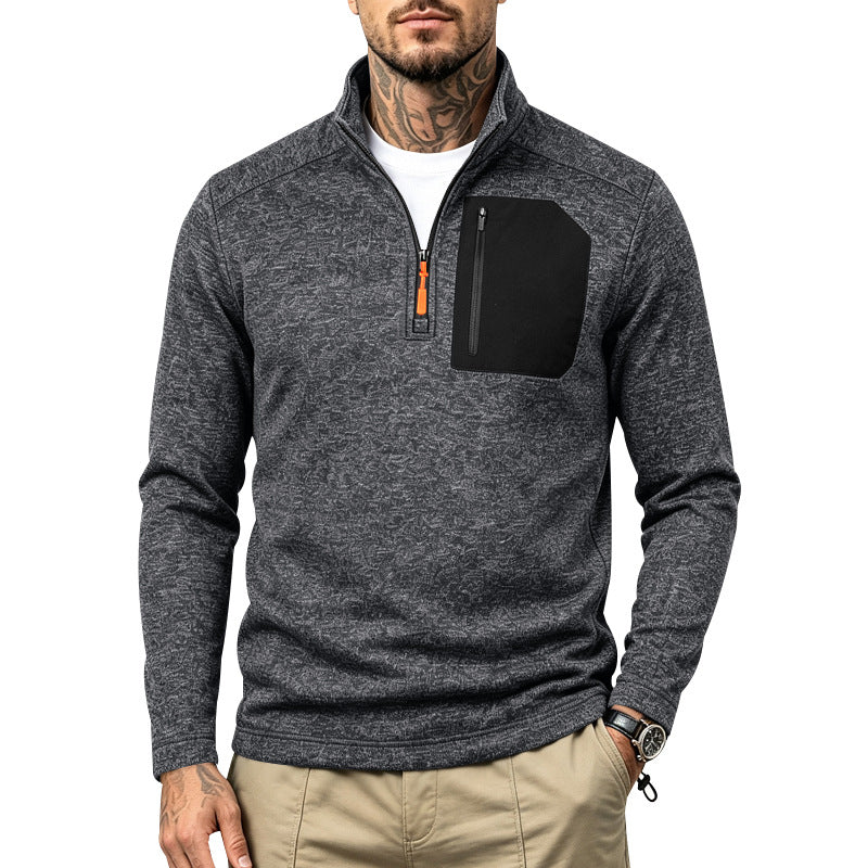 Fleece-lined Half-zip Casual Thermal Hoodie