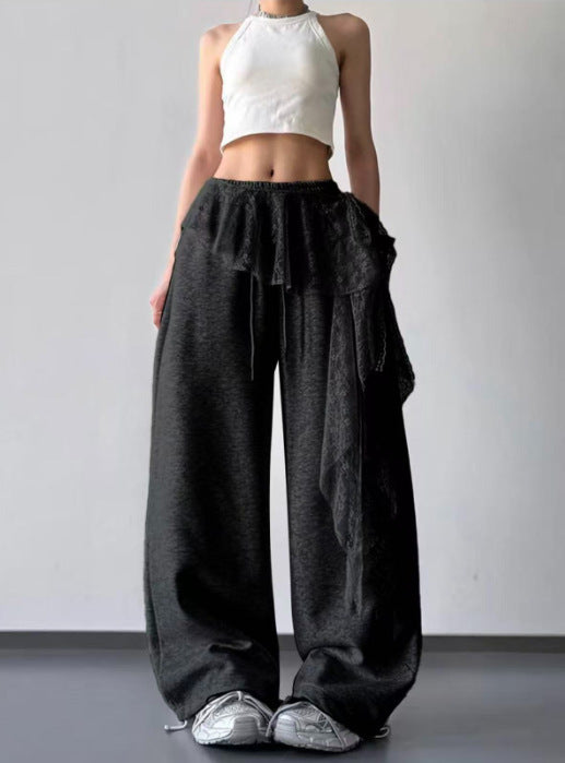 Lace-panelled Wide-leg Pants For Women
