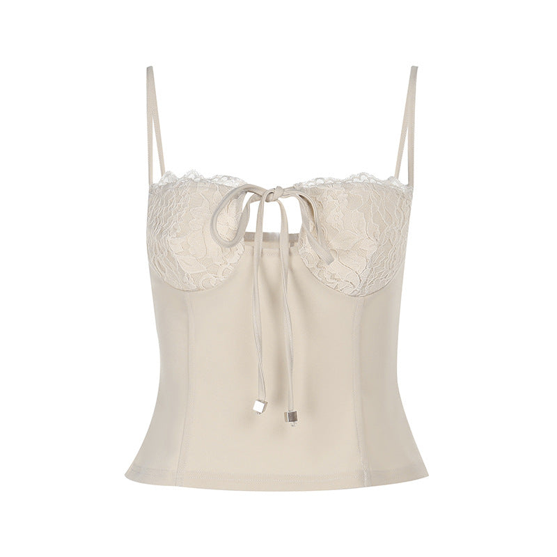 Lace-Panel Camisole Slimming Top With Straps