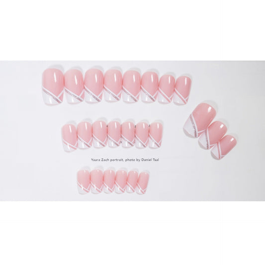 Oblique French Wearing Manicure Finished Fake Nails
