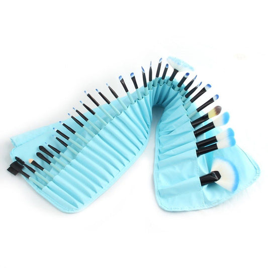 32-Piece Professional Blue Makeup Brush Set