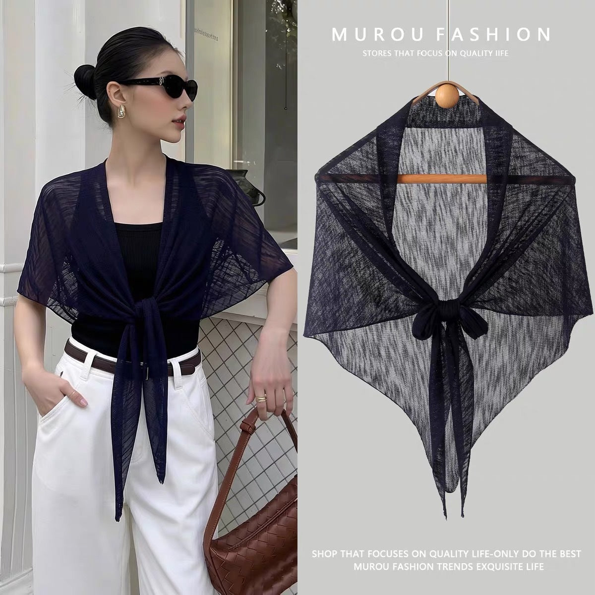 Summer Sun-Protective Knitted Scarf Cheongsam Shawl