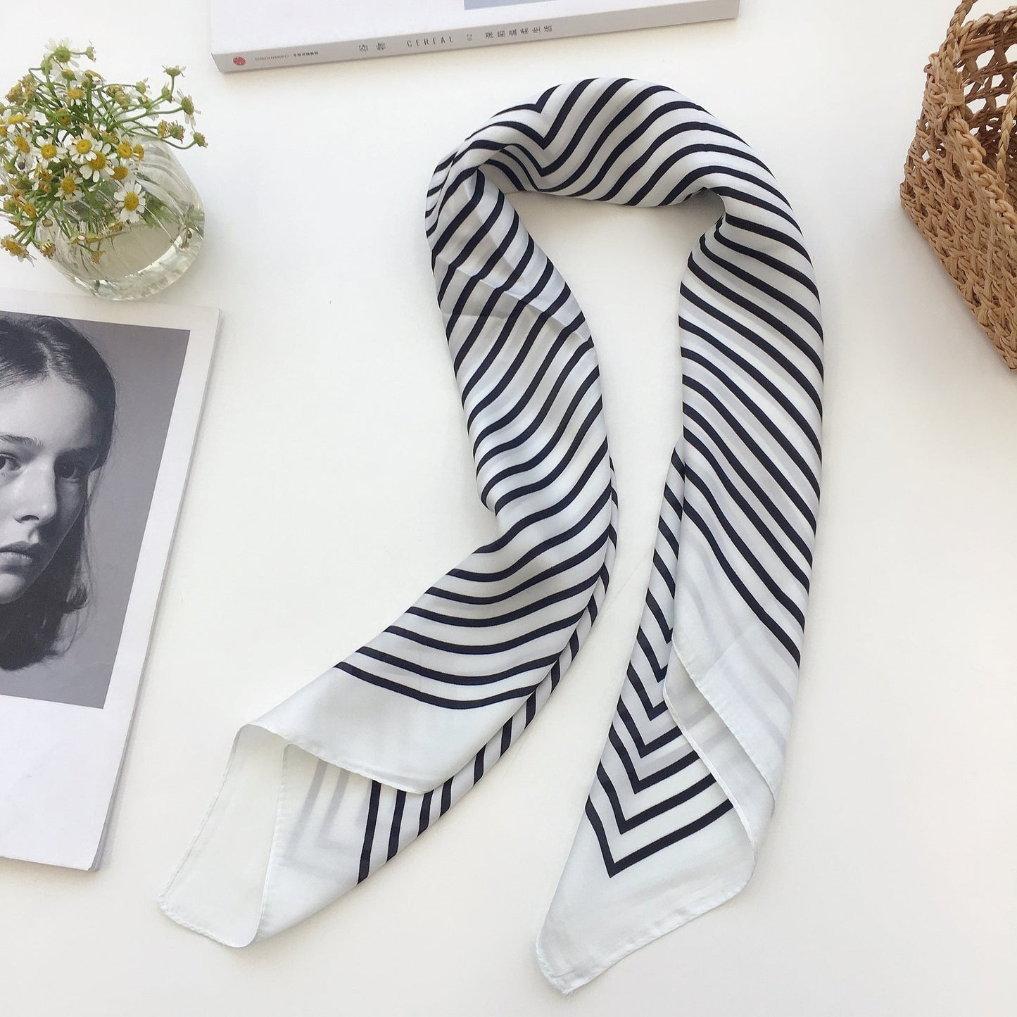 Womens Silk Small Square Scarf Hairband