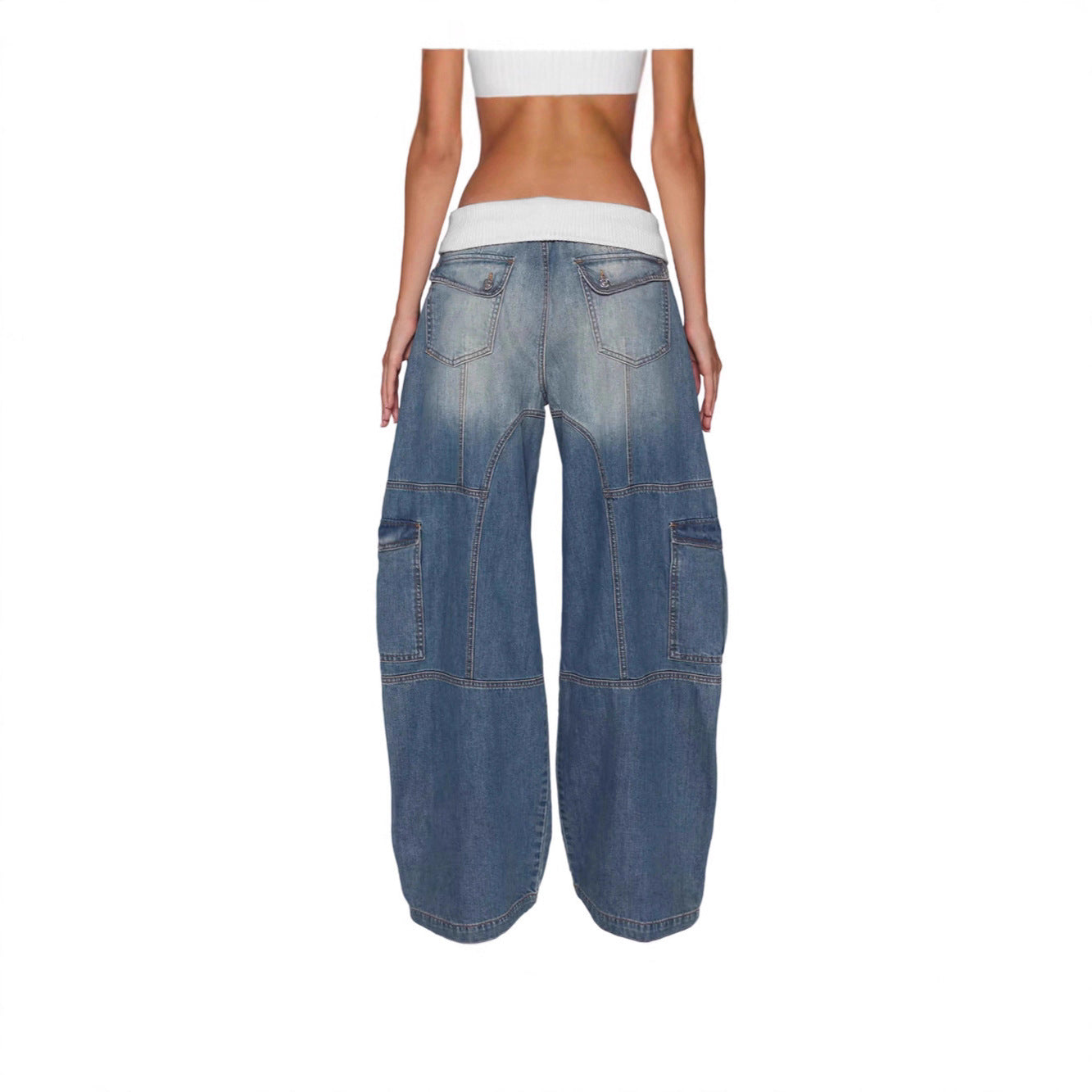 European And American-style Patchwork-thread Vintage Jeans