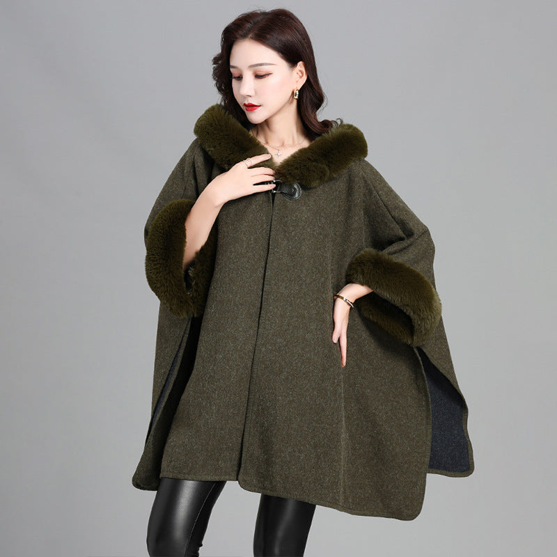 Mid-length Fur Coat Womens Knitted Cardigan