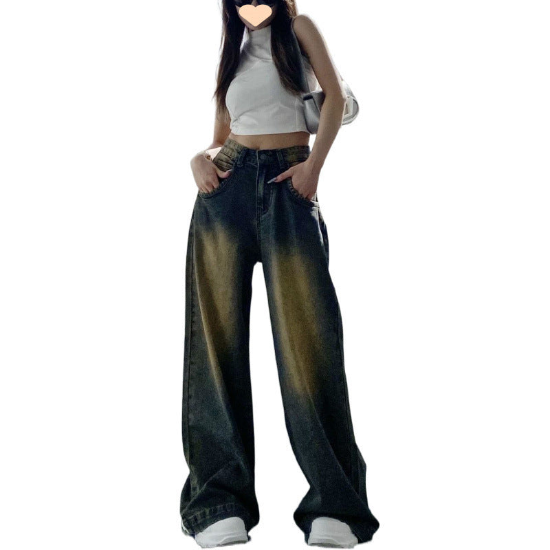 Retro-distressed High-waisted Loose-fit Jeans For Women