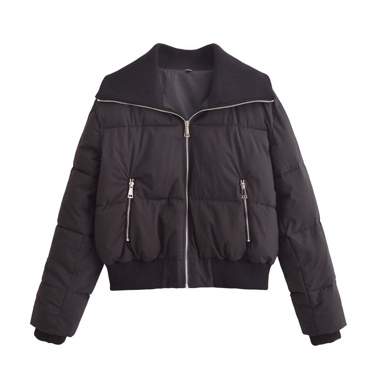 Street-style Ribbed Cotton-padded Jacket
