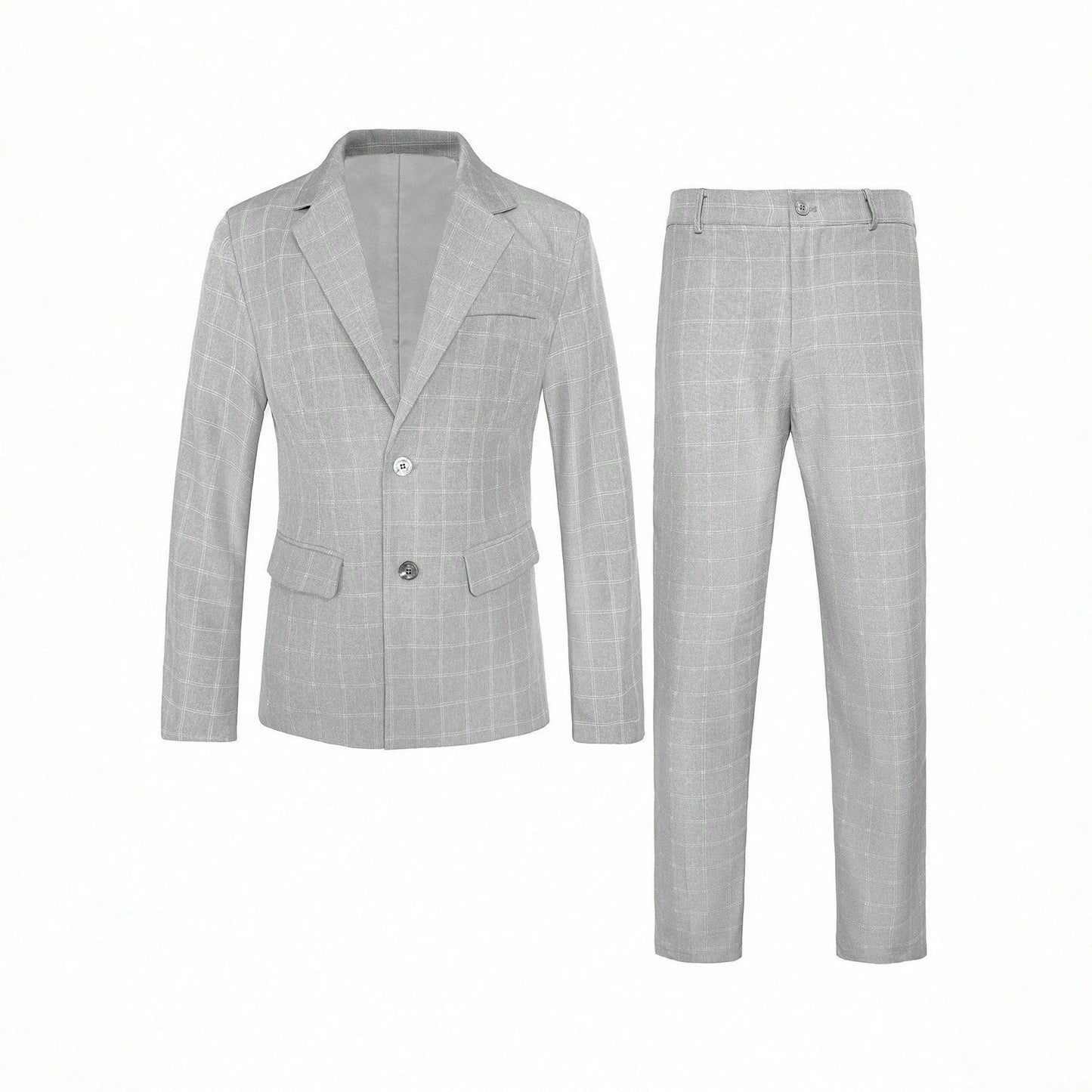 Mens Plaid Light Business Suit Set
