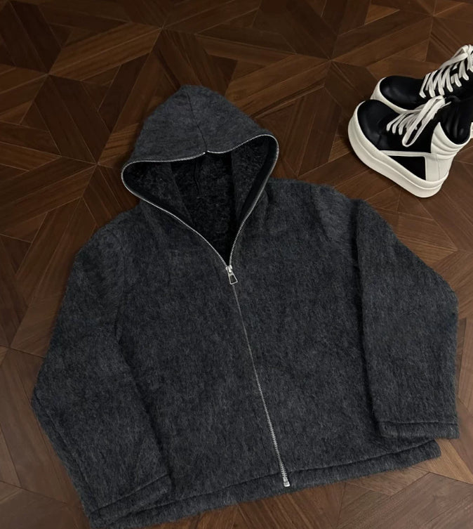 Wool And Mohair Full Zip Cardigan Coat