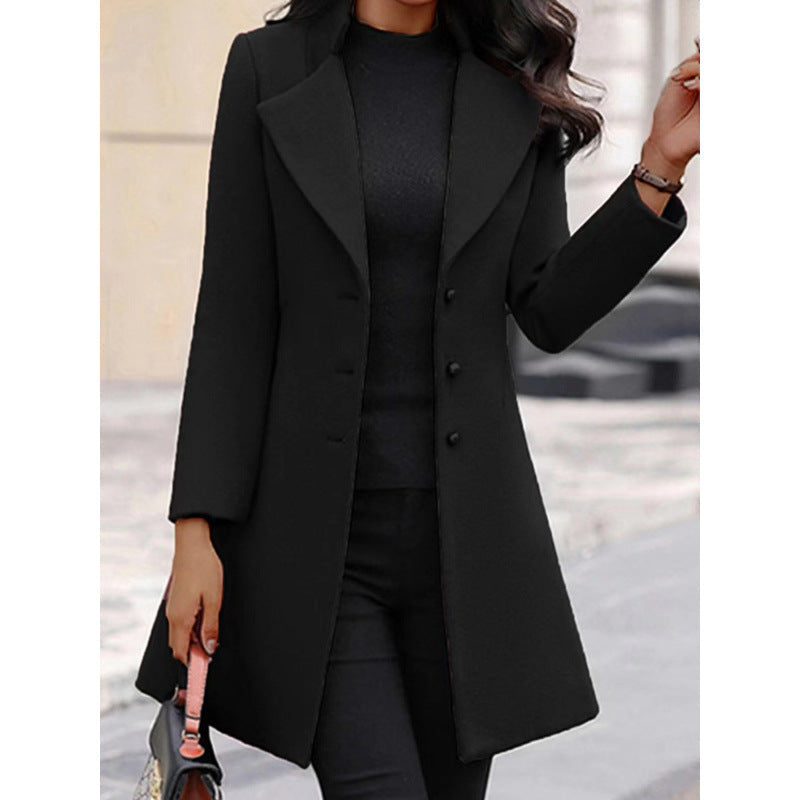 Women's Winter Wool Coat - Classic Warm Long Overcoat for Cold Weather