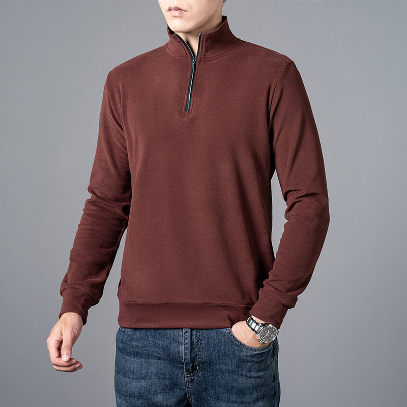 Mens Sweater Trendy All Match Casual Long Sleeve T Shirt Lapel Base Layer