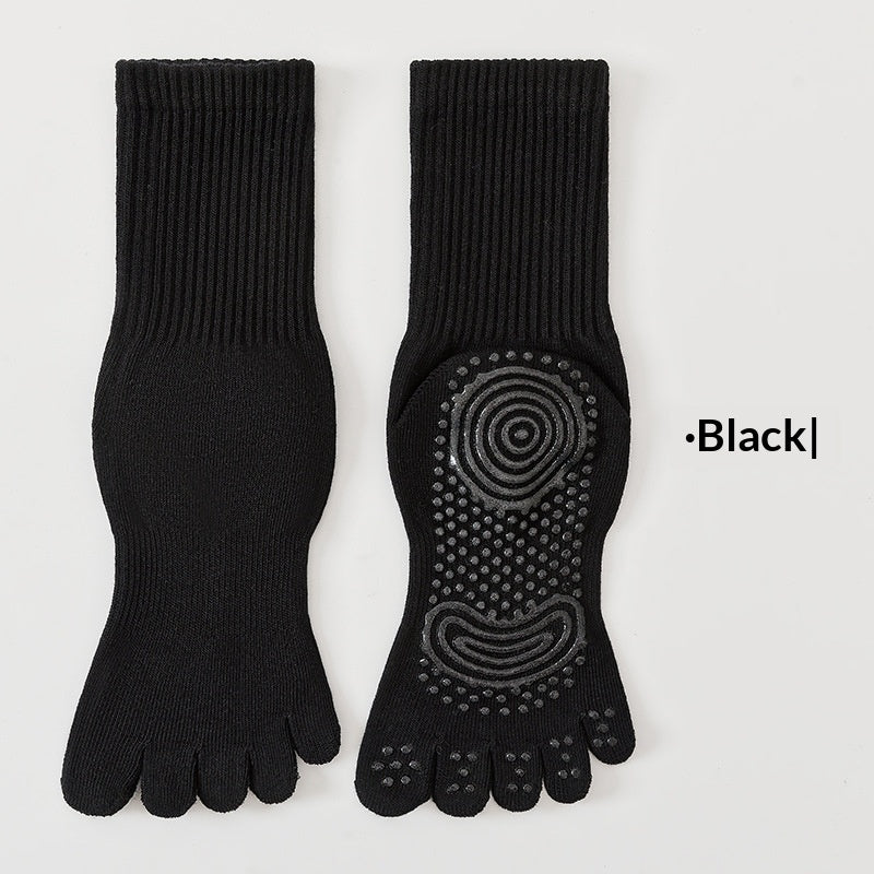 SpringSummer Yoga Socks Five-Toe Mid-Calf, Non-Slip