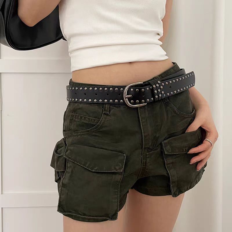 Fashionable Punk-style Pin-buckle Studded Belt For Women With A High-end Vibe