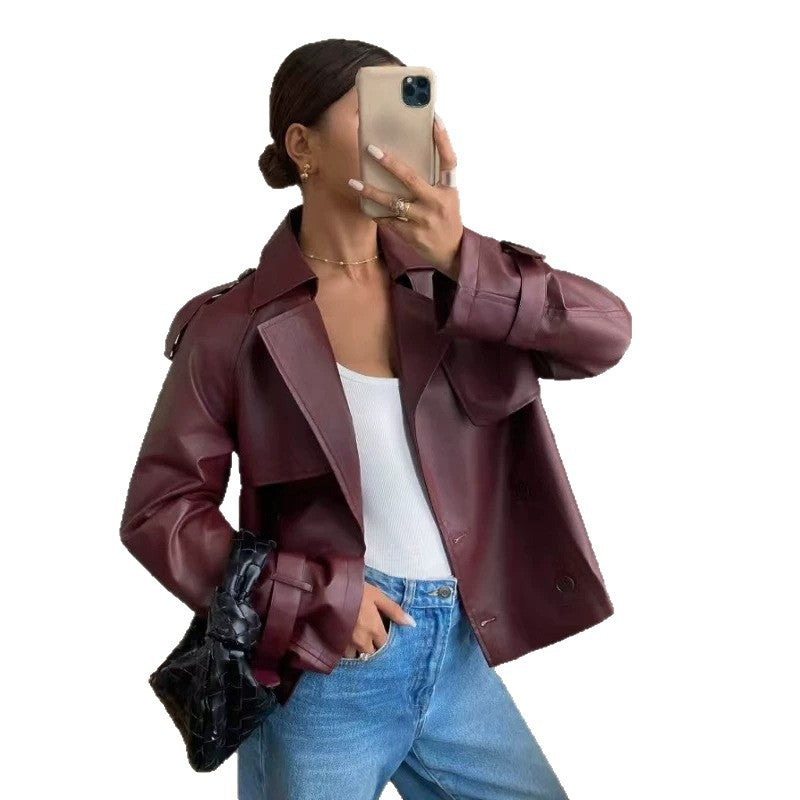 Adjustable-cuff Vintage Biker Jacket