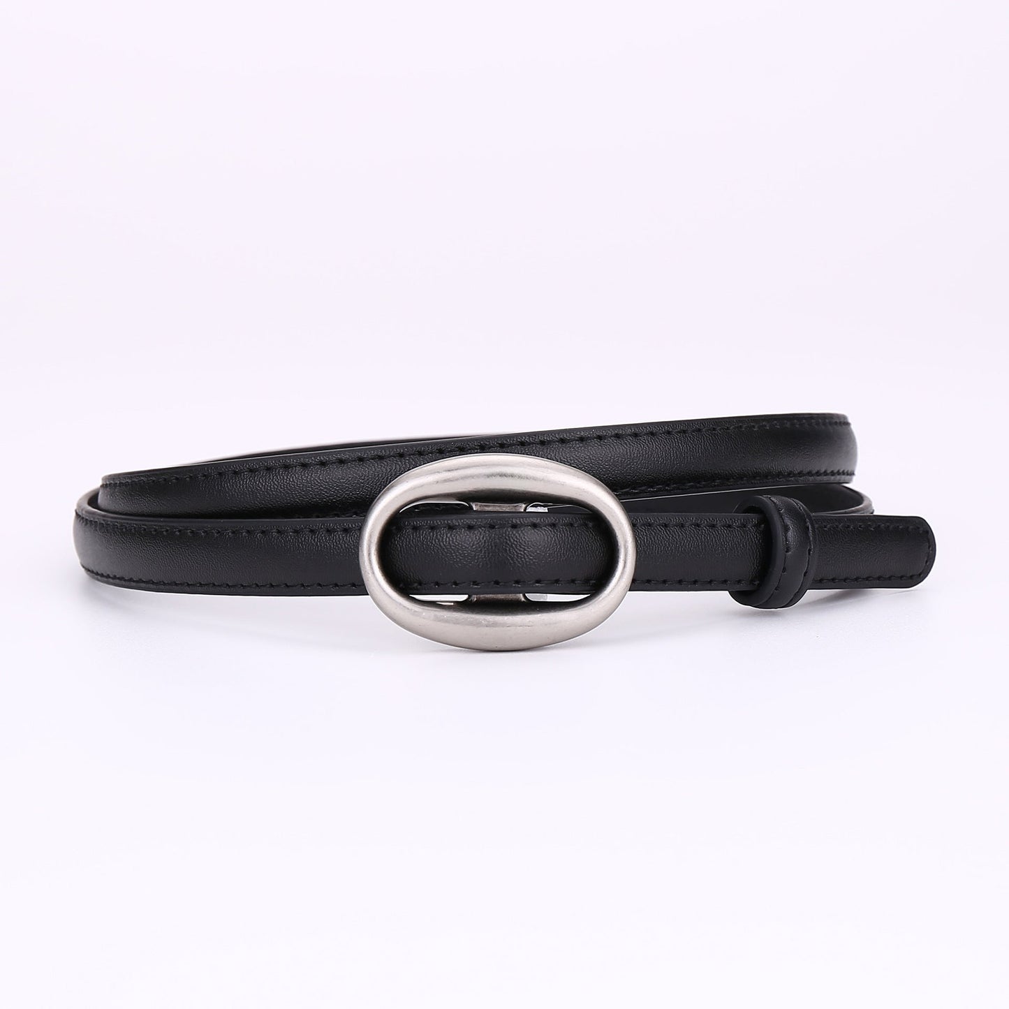 Womens Leather Belt With A Slim Waistband, Made From Smooth Leather And Featuring No Pre-punched Holes