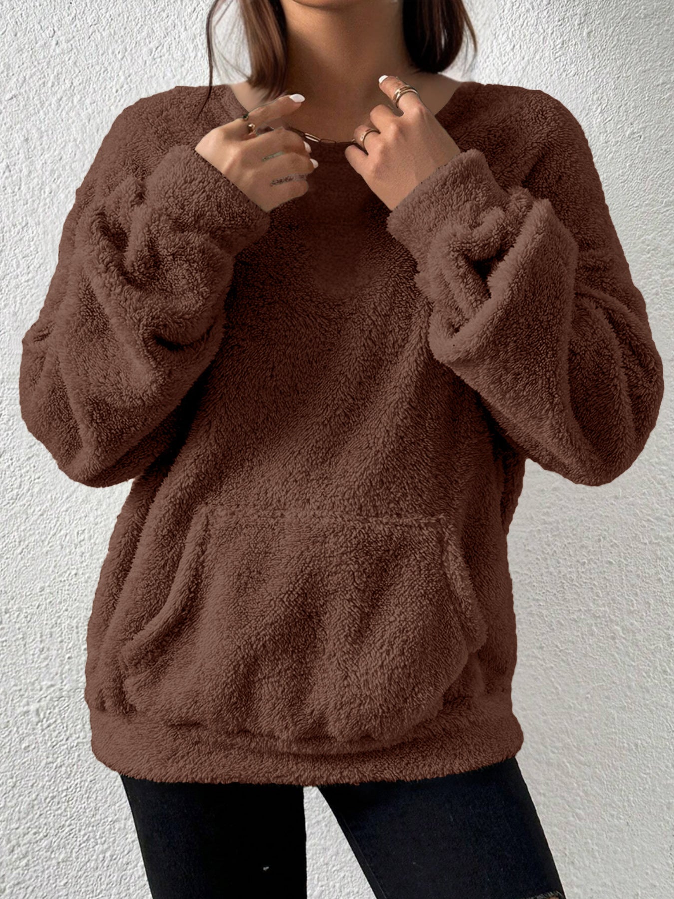 2025 European And American Cross-Border Amazon Aliexpress Hot-Selling Autumn And Winter Casual Fashion Solid Color Long-Sleeved Sweatshirt