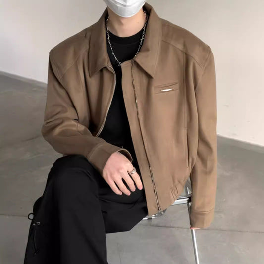 Autumn And Winter Pu Shuai Mei Style Padded Shoulder Coat