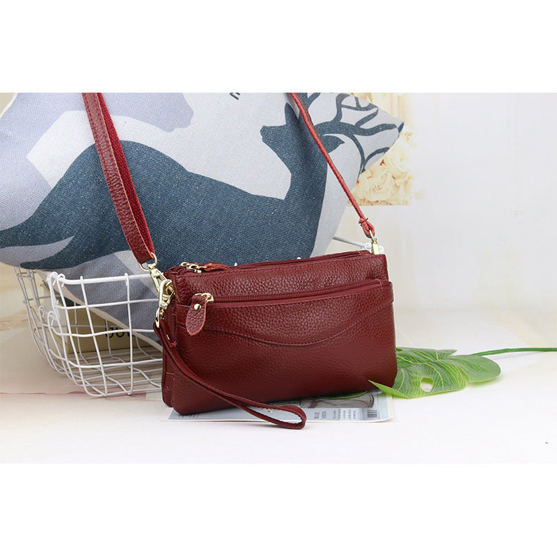 Womens Small Crossbody Bag With Multiple Compartments Made Of Full-Grain Leather