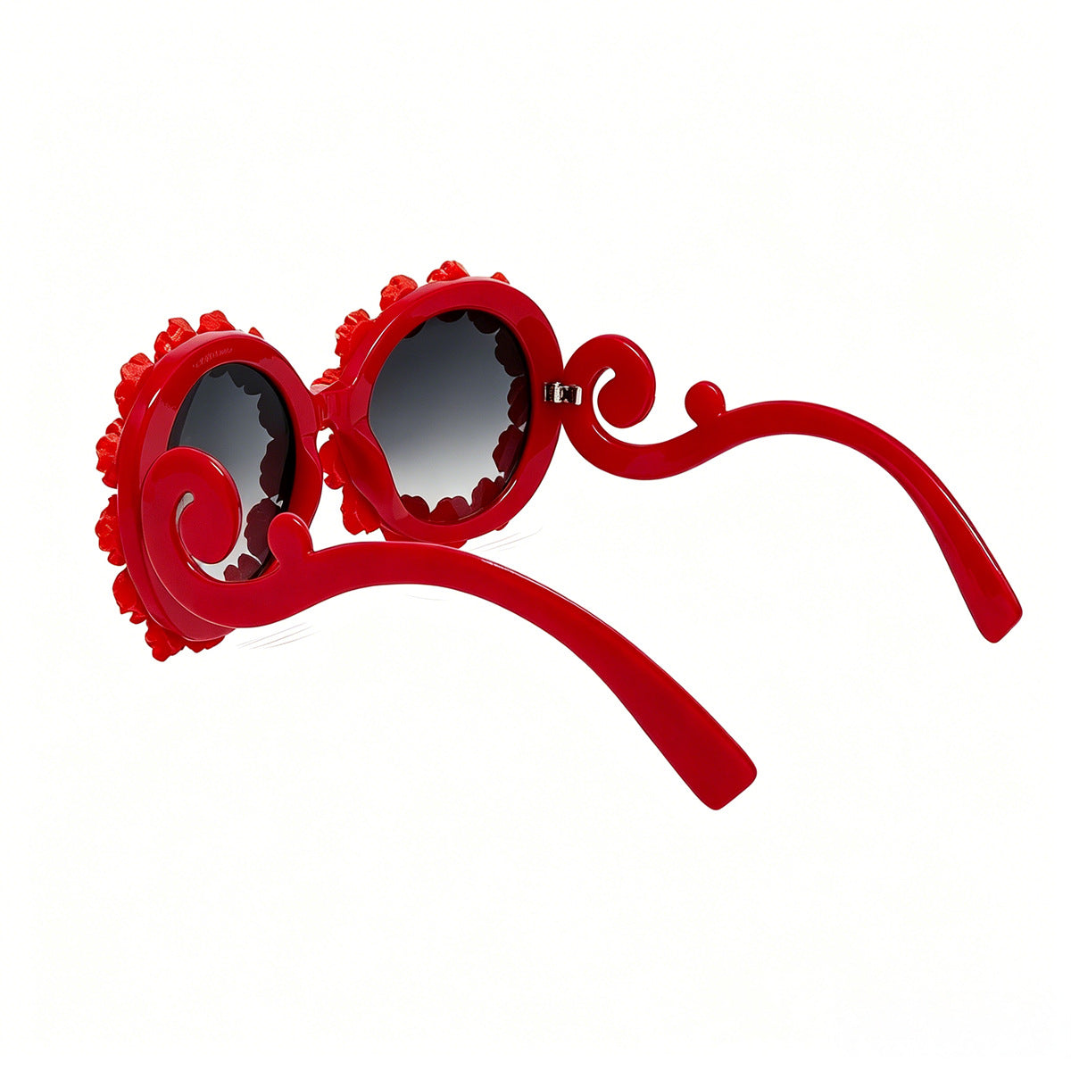 Vintage Three Dimensional Rose Round Frame Sunglasses For Women Sun Glasses