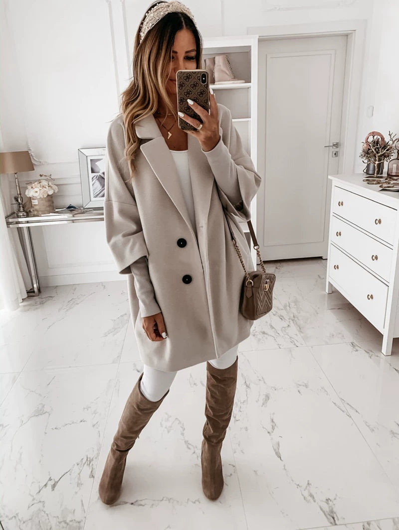 Winter Fashion Lapel Pocket Jacket For Women