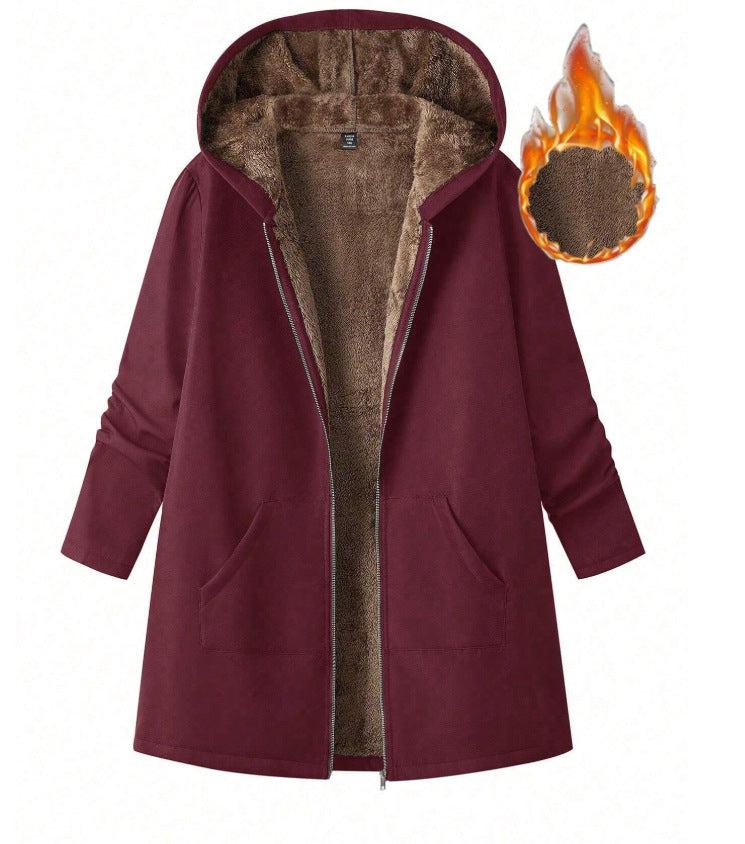 Womens Hooded Fleece-lined Sweatshirt Jacket