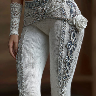 Womens All-Match Fashionable Printed Knitted Leggings