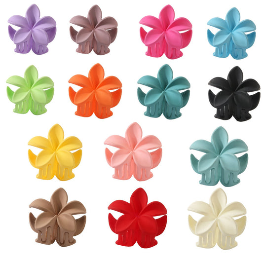 Feather & Red Plastic Flowers Barrettes