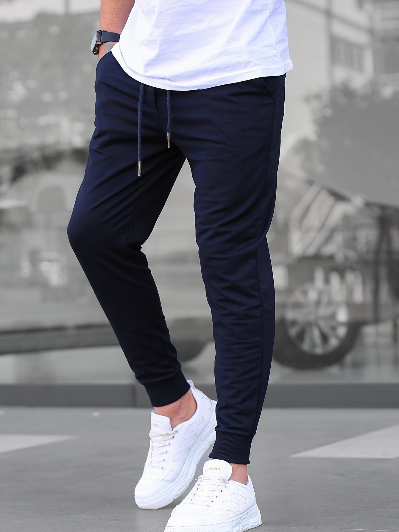 Casual Sporty Lightweight Breathable American-style Solid-color Slim-fit Pants